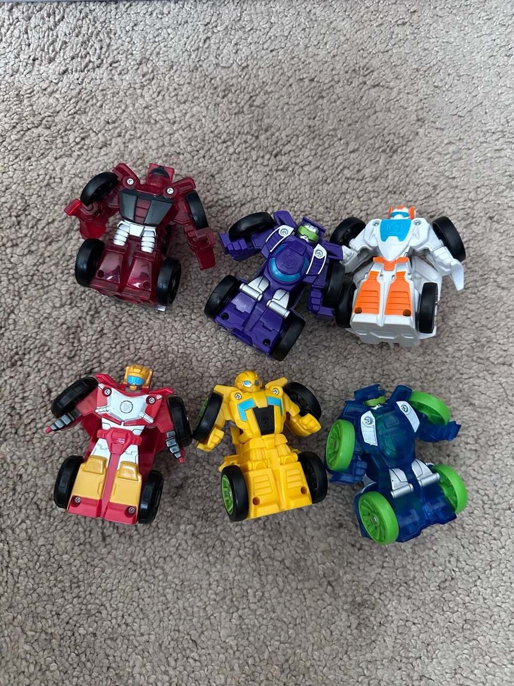 Lot of 6 Playskool Heroes Transformers Rescue Bots Flip Racers Converting Action